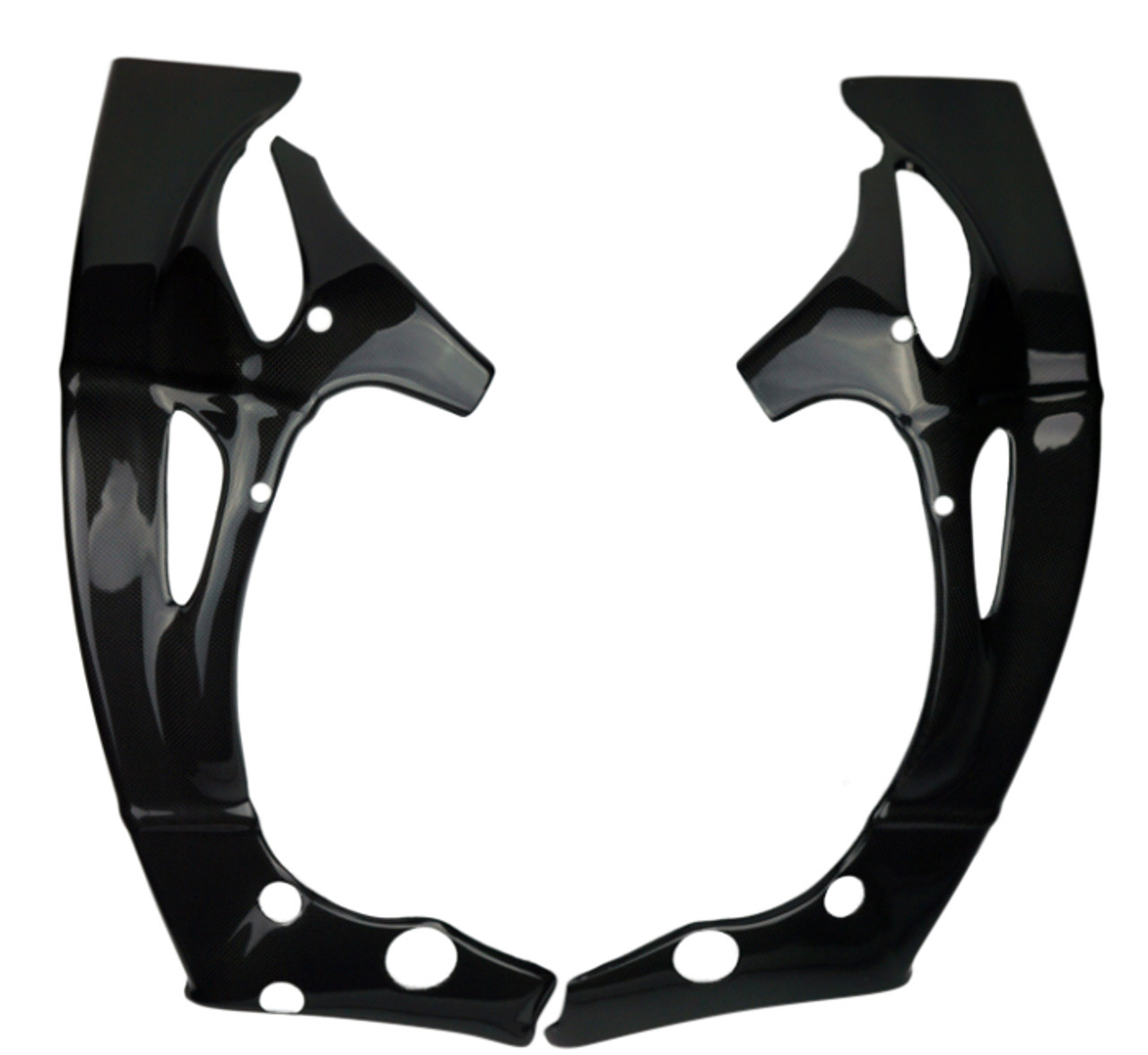 Frame Protectors in Glossy Plain Weave Carbon Fiber for Yamaha R1 09-14