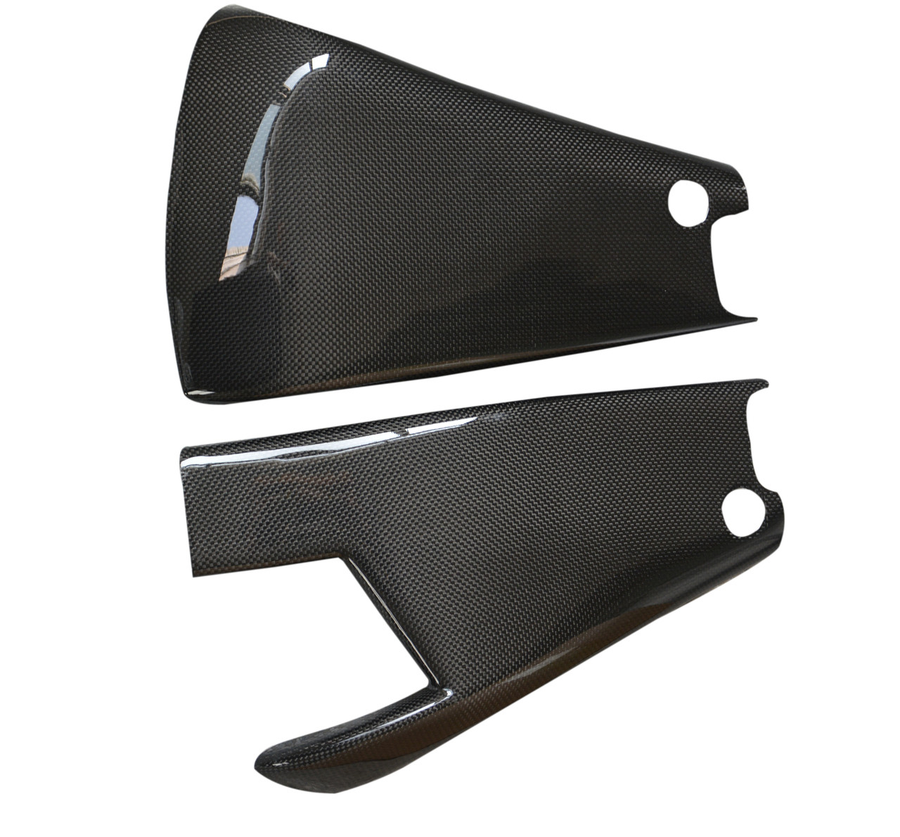 Swing Arm Protectors in Glossy Plain Weave Carbon Fiber for Yamaha R1 09-14