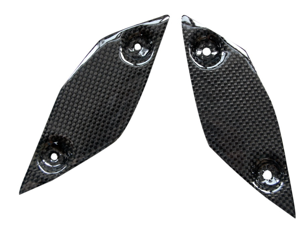 Heel Plates in Glossy Plain Weave Carbon Fiber for Yamaha FZ8 2010-2013