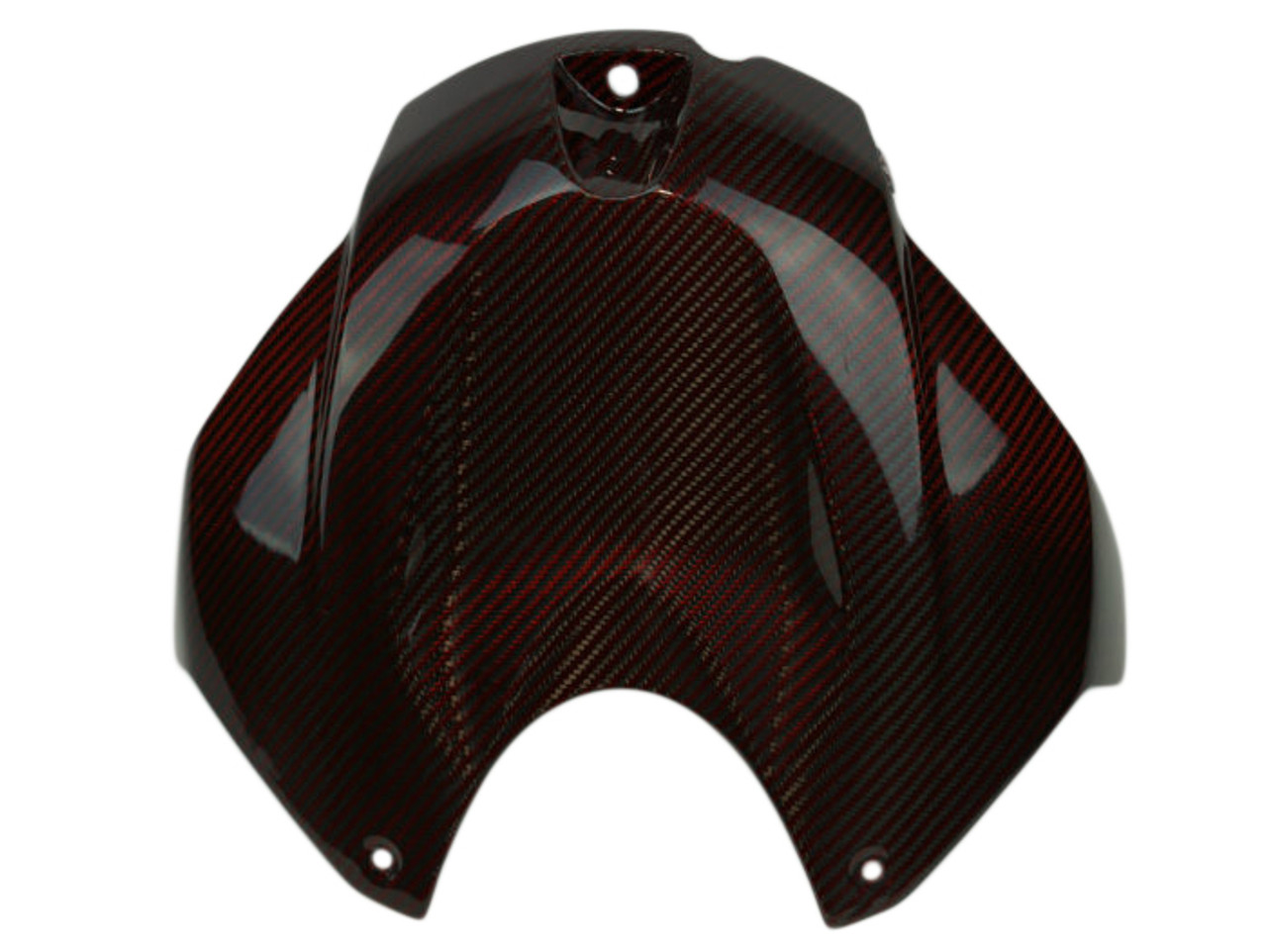 Tank Cover in Black and Red Glossy Twill Weave Carbon Fiber for BMW S1000R 2014-2021, S1000RR 2015-2018