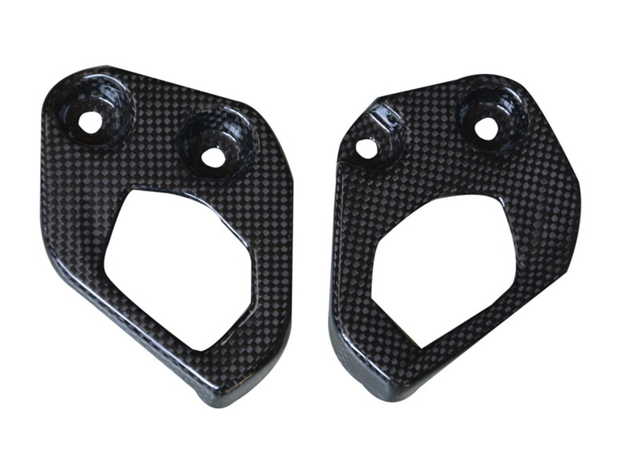 Heel Plates in Glossy Plain Weave Carbon Fiber for BMW R1200GS, R1250GS 2013-2023 (Fits ADV)