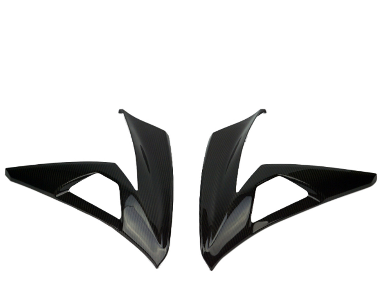 Large Side Panels in Glossy Plain Weave Carbon Fiber for Kawasaki Ninja 300, 250R 2013+