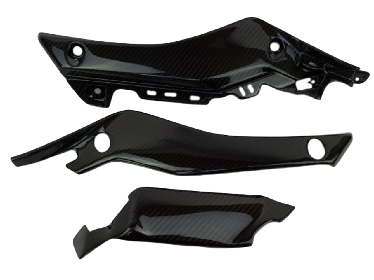 Upper Side Fairings in Glossy Twill Weave Carbon Fiber for Yamaha R1 2015+