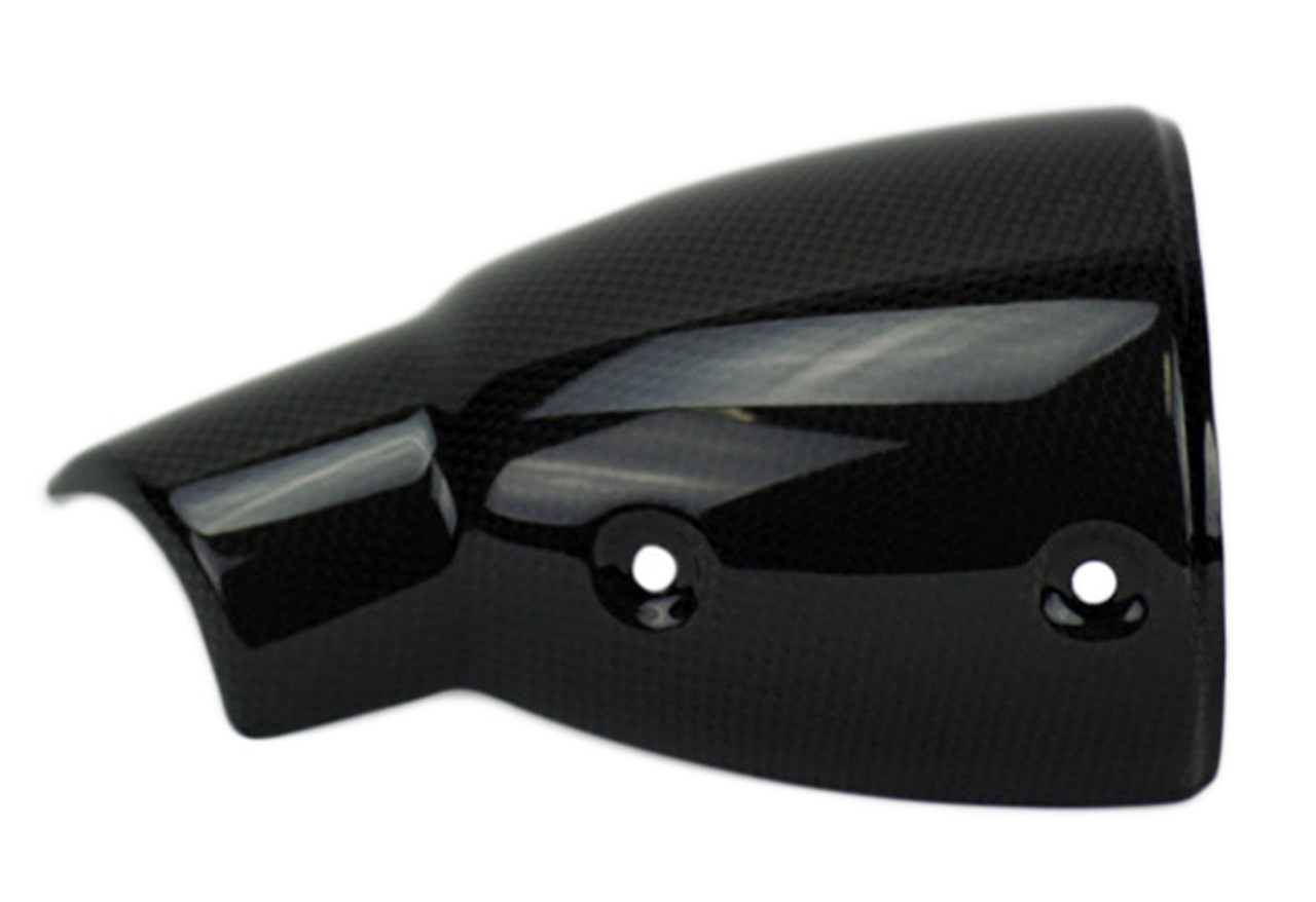 Lower Exhaust Cover in Glossy Plain Weave Carbon Fiber for Ducati Scrambler