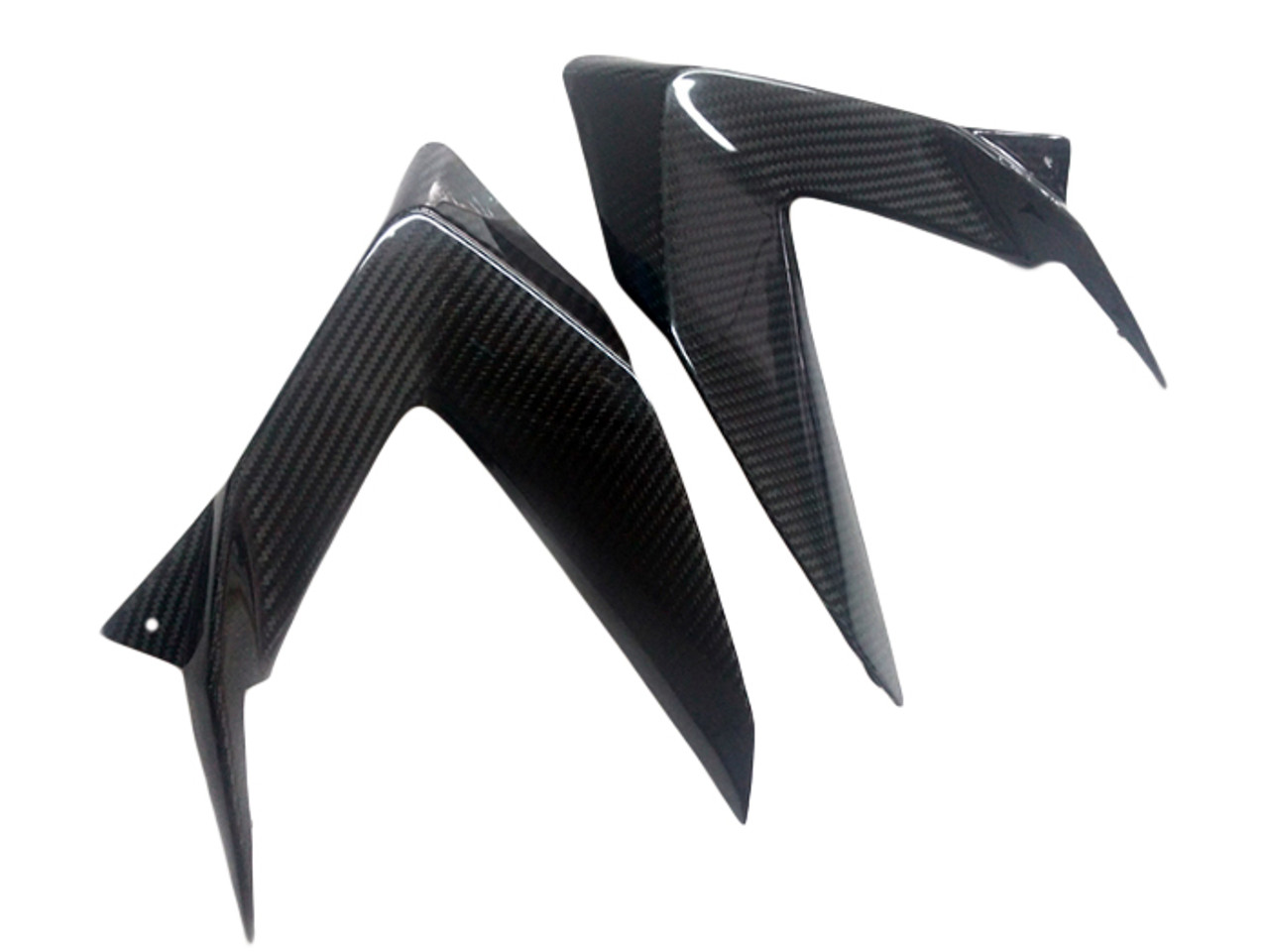 Rear Side Fairings in Glossy Twill Weave Carbon Fiber for Kawasaki ZX6R 2013-2018