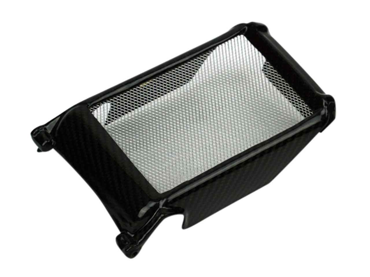Radiator Cover with Mesh in Glossy Twill Weave Carbon Fiber for Ducati Monster 696, 796, 1100