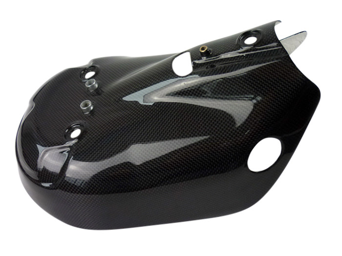 Carbon Fiber Exhaust Guard For Ducati 749 / 999 (2003-2006) – Gloss Twill, Heat Shield Backing