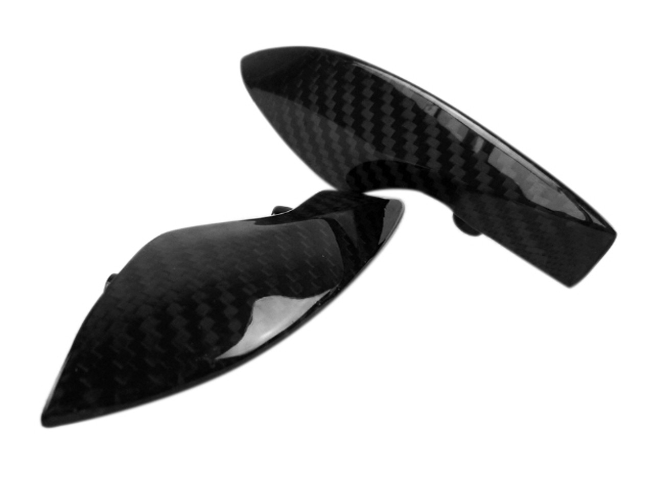 Side Fairing Fins in Glossy Twill Weave Carbon Fiber for Kawasaki H2