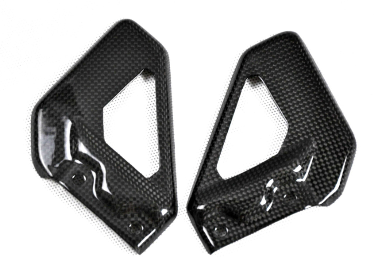 Heel Plates in Glossy Plain Weave Carbon Fiber for Aprilia RSVR 04-09, Tuono 06-10