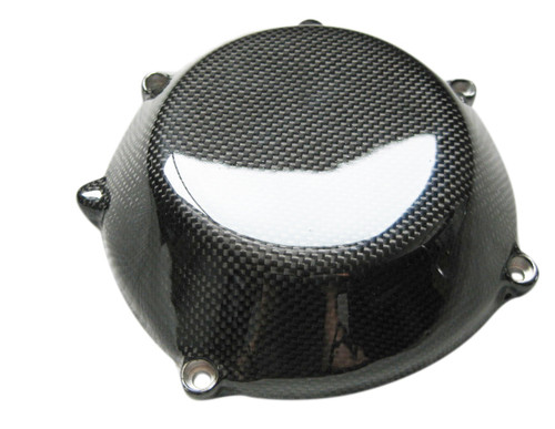 Glossy Plain Weave Carbon Fiber Clutch Cover for all Ducati with Dry Clutches (style 2)