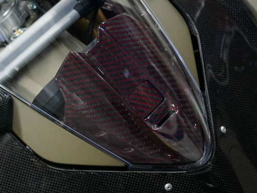 Instrument Panel Covering in Black and Red Glossy Twill Weave Carbon Fiber for Ducati Panigale V4