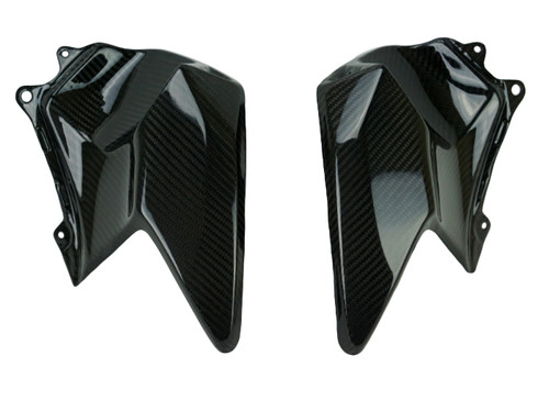 Tank Covers in Glossy Twill Weave Carbon Fiber for Kawasaki H2 SX