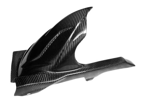 Glossy Twill Weave Carbon Fiber Rear Hugger with Chain Guard for Kawasaki Z 750 07-11