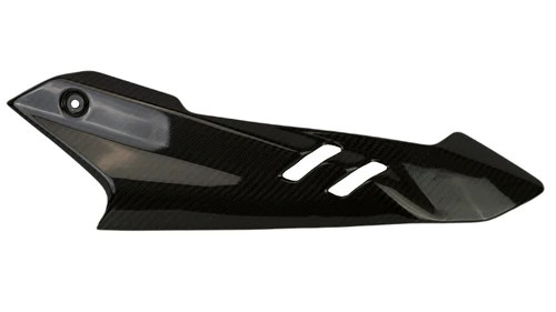 Catalytic Converter Cover in Glossy Twill Weave Carbon Fiber for Triumph Speed Triple 1200, not RX
