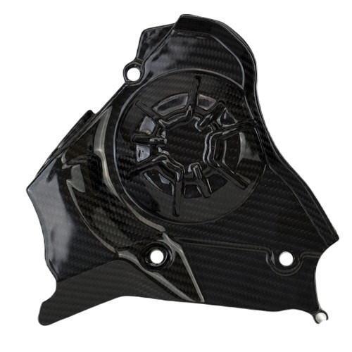 Sprocket Cover in Glossy Twill Weave Carbon Fiber for Aprilia RSV4 2021+, Tuono V4 2021+