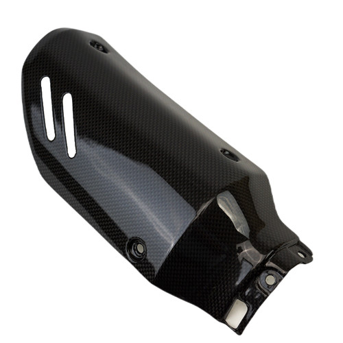 Exhaust Cover in Glossy Plain Weave Carbon Fiber for Ducati DesertX

