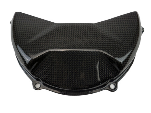 Clutch Cover Guard (Smaller) in Glossy Plain Weave Carbon Fiber for Ducati Streetfighter V4, Panigale V4