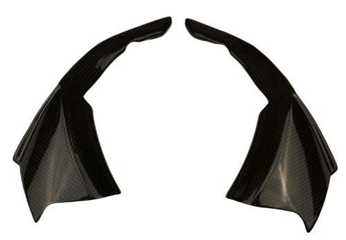Rear Air Inlet Covers (Thin) in Glossy Plain Weave Carbon Fiber for Triumph Street Triple 765 R,S 2020+