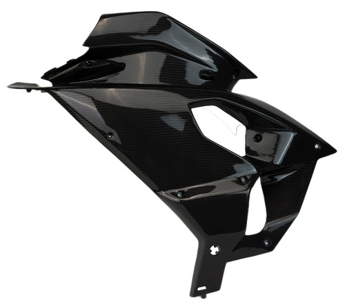 Right Side Large Inner Side Panel in Glossy Twill Weave Carbon Fiber for Aprilia RS457