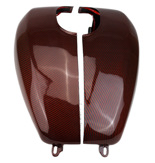 Full Tank Cover in Glossy Black and Orange Twill Weave Carbon Fiber for Harley-Davidson Road Glide 2024+, Street Glide 2024+