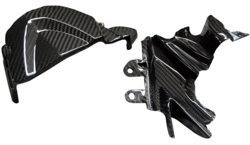 Sprocket Cover (2pcs) in Glossy Twill Weave Carbon with Fiberglass for Triumph Daytona 675 2013+