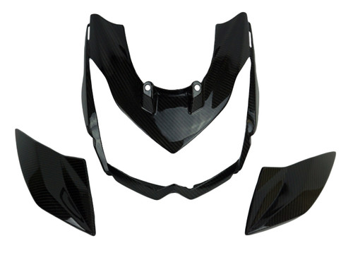 Front Fairing with Middle Parts in Glossy Twill Weave Shown for Kawasaki Z1000 2010-2013.