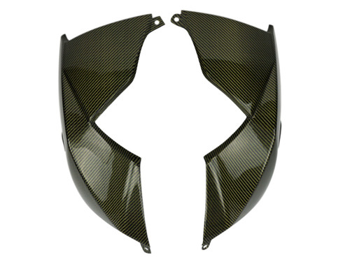 Side Panels in Black and yellow glossy Twill Weave Carbon Fiber for Aprilia Dorsoduro 750 2008-2015