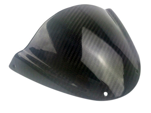 Windshield (both sides finished) in Glossy Plain Weave Carbon Fiber for Ducati Monster 696, 796, 1100 (top view)