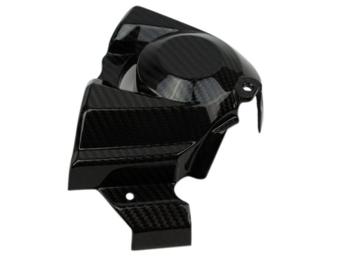 Sprocket Cover in Glossy Twill Weave Carbon Fiber for Kawasaki H2