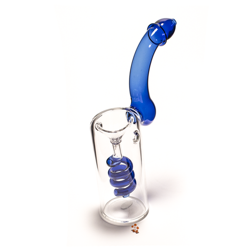1738 - GLASS BONG - SPIRAL GLASS STEM BLUE