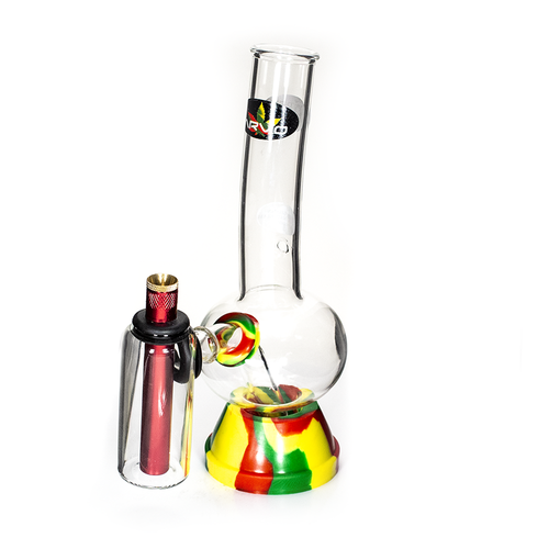 501506596 - GLASS CHAMBER BONG - RASTA BASE 240MM x 34MM 3MM THICK ZAP SQUASH CHAMBER PLANET X