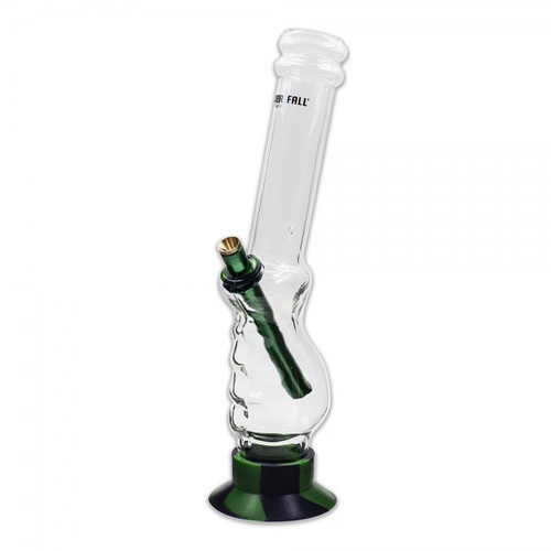 501507188-0003 - GLASS BONG - BLUE & GREEN BASE 33MM x 44MM 4MM THICK WATERFALL