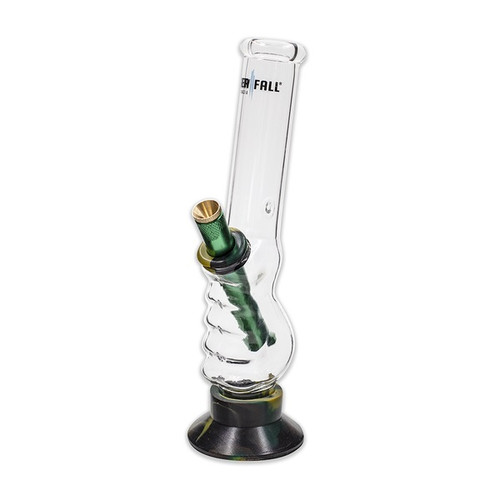 501507190-0001 - GLASS BONG - WATERFALL HEAVY WEIGHT MEDIUM GLASS GRIPPER W/ANOD STEM CAMO