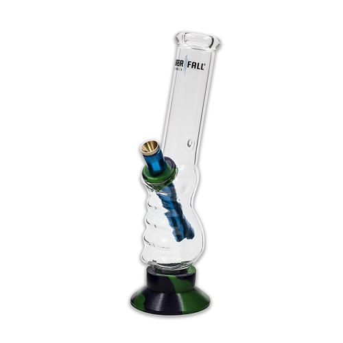 501507190-0002 - GLASS BONG - WATERFALL HEAVY WEIGHT MEDIUM GLASS GRIPPER BLUE/GREEN