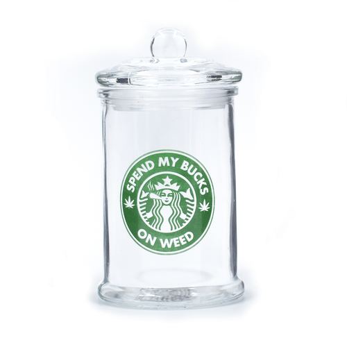 501507013 - STASH JAR - SPEND MY BUCKS 370ML CLEAR GLASS JAR - 4 PACK