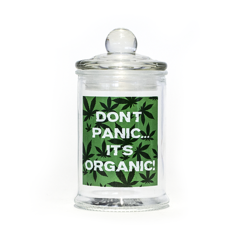 501506444 - STASH JAR - DON'T PANIC 150ML CLEAR GLASS JAR - 4 PACK