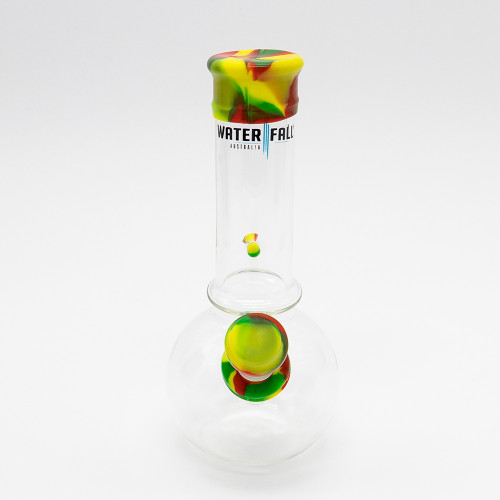Waterfall Bent Junior Highbrid Series Glass Bong - Rasta