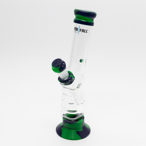 Waterfall Small Gripper Highbrid Series Glass Bong - Green/Blue