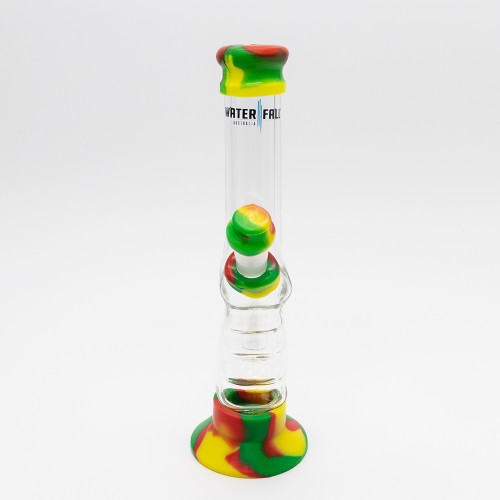Waterfall Small Gripper Highbrid Series Glass Bong - Rasta