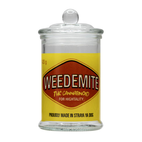 STASH JAR - WEED TIME 370ML CLEAR GLASS JAR - 4 PACK