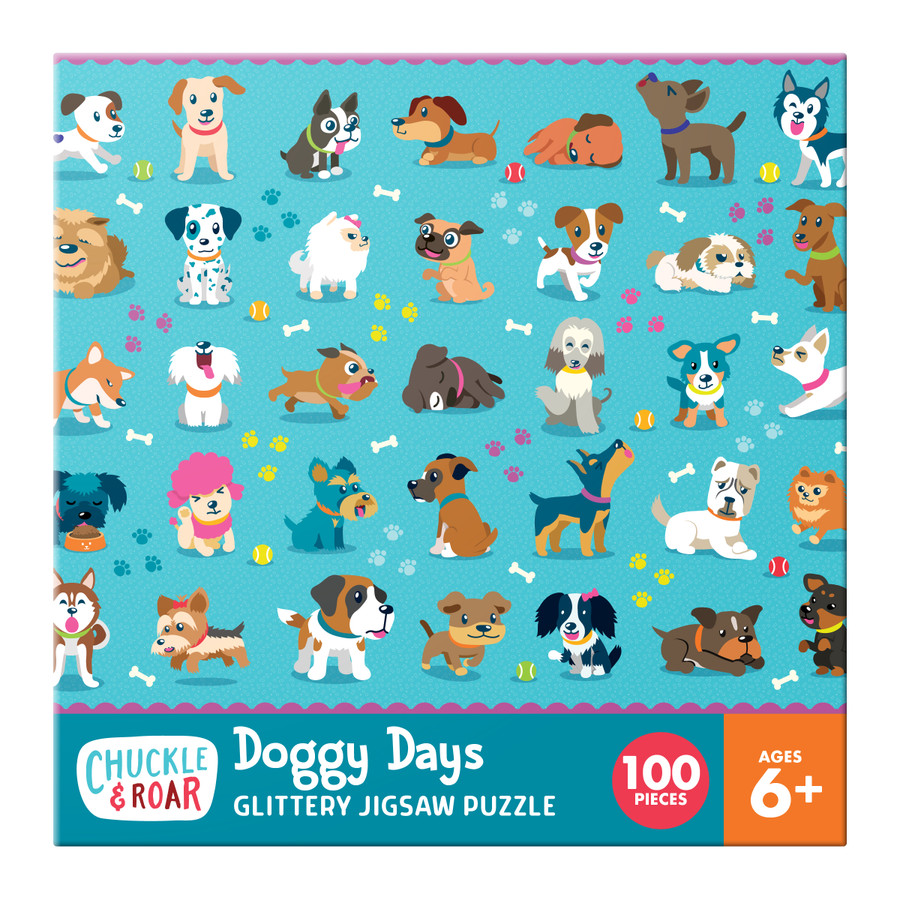 Doggy Days 100 Piece Glittery Jigsaw Puzzle Box