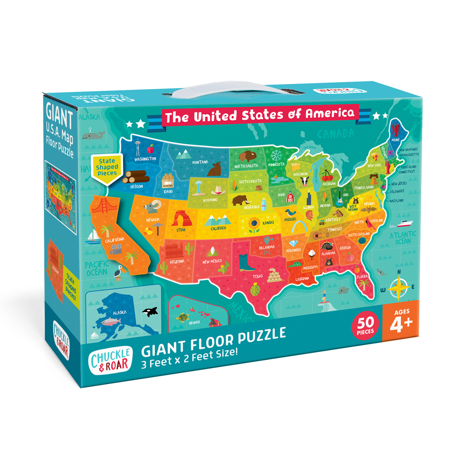 USA Map 50 Piece Jigsaw Floor Puzzle