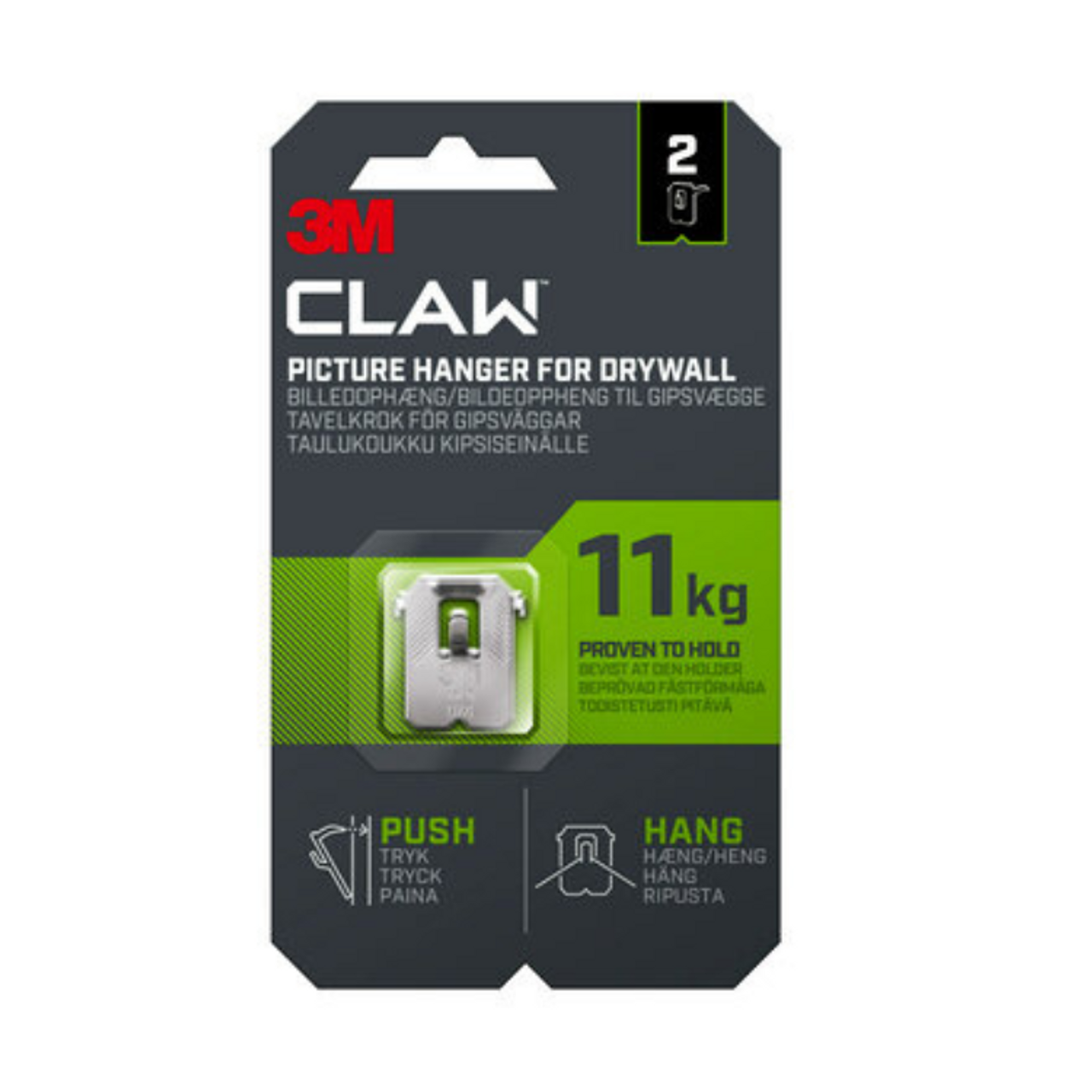 3m Claw Drywall Picture Hanger20kg 2pk