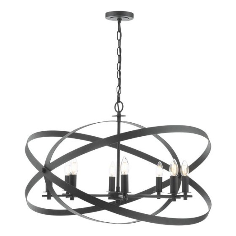 8 Light Pendant Matt Black