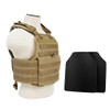 NcStar Plate Carrier Vest with 10x12 Level IIIA Shooters Cut 2x Ballistic Panel Tan
