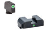 AmeriGlo Tritium I-Dot Sight Set For GLOCK 42/43 Green Tritium Front With White Outline Green Tritium Rear With Square Notch Steel Matte Black GL-105