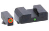 AmeriGlo Pro GLOCK 20, 21, 29, 30, 31, 32, 36 I-Dot Sight 2 Dot ProGlo Green Front with Orange Outline, Green Rear