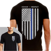 Thin Blue Line Mens T-Shirt - Thin Blue Line Flag TBL-BLACK-XXXL