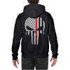 Thin Blue Line Hoodie - Thin Red Line Skull REDPUN-H-BLACK-L