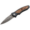 Boker Knives Manufaktur Solingen Folding Knife Tirpitz, 3.90 Damascus Blade, Liner Lock, Brown Aluminium, Walnut Wood Handle